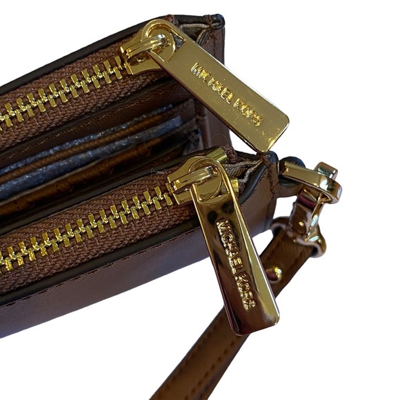 Michael Kors Jet Set Double Zip Brown Wallet NWT - Picture 5 of 13